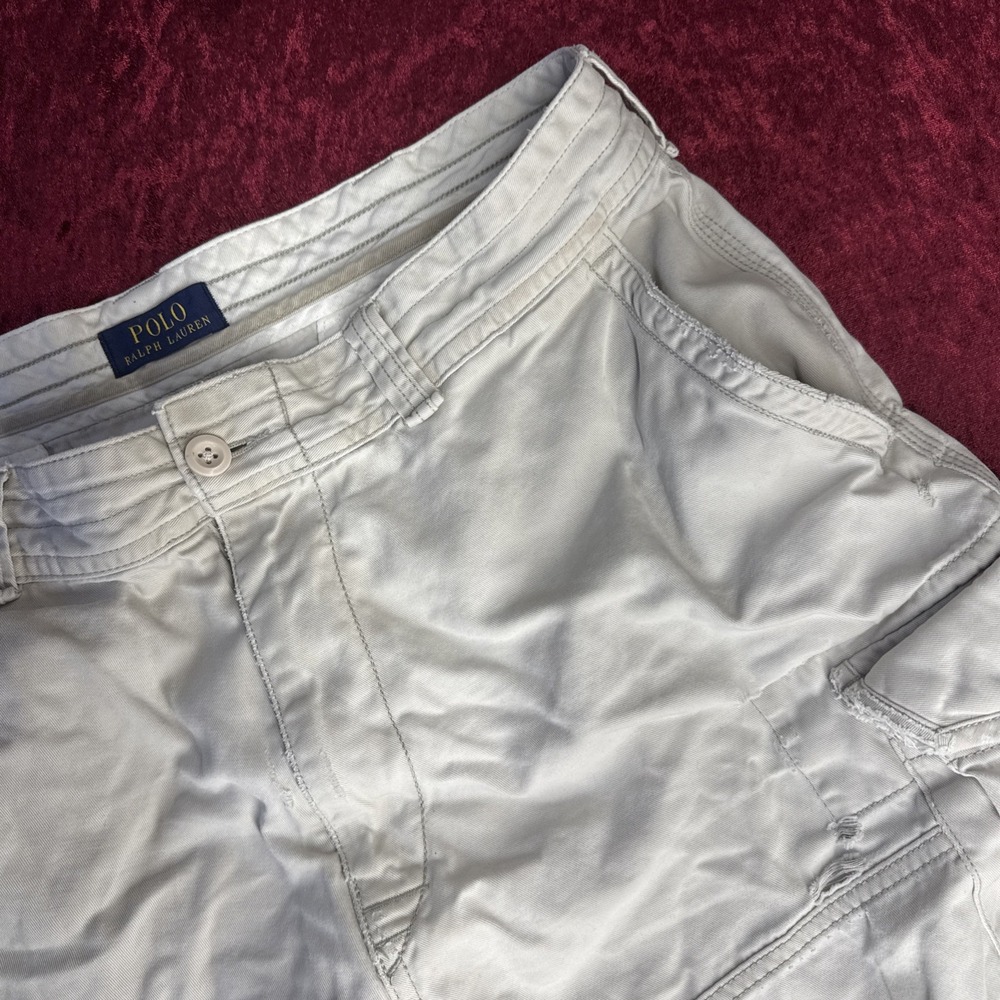 VTG Polo Jeans Co Ralph Lauren Cargo‎ Shorts Mens 36 Beige Relaxed Baggy Utility - Picture 6 of 13